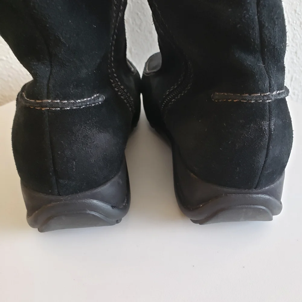 #Sporto Women Black Real Suede Upper Faux Fur Trim Ankle Zip Boots